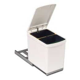 Pattumiera estraibile 300 mm – 2×7,5 L / Bianco