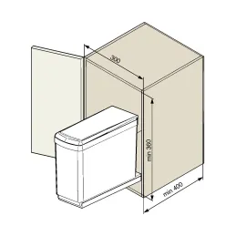 Pattumiera estraibile da 300 mm – 2 x 7,5 L / Grigio