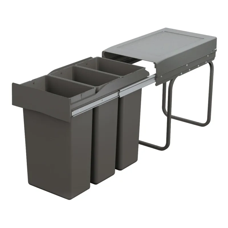 Cestino estraibile LINEA 300 mm - 3x10 L / Antracite