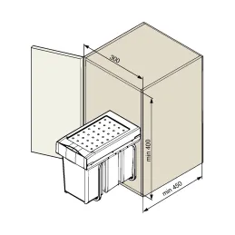 Cestino estraibile LINEA 300 mm – 3×10 L / Grigio