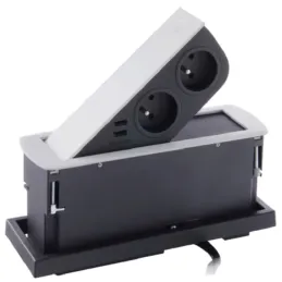 Presa elettrica a scomparsa CIZO 2x230 + 2xUSB - FRENCH / Bianco opaco