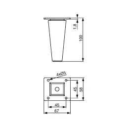 Gamba in legno per mobili LUGO / Faggio grezzo – set da 4 pezzi