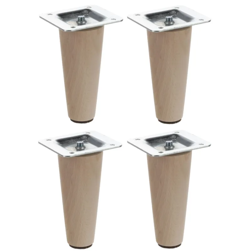 Gamba in legno per mobili LUGO / Faggio grezzo – set da 4 pezzi