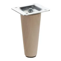 Gamba in legno per mobili LUGO / Faggio grezzo – set da 4 pezzi