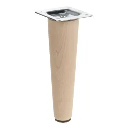 Gamba in legno per mobili LUGO / Faggio grezzo – set da 4 pezzi