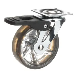 Ruota per mobili con freno da 75 mm / Marrone trasparente