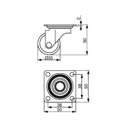 Rotella per mobili SIMPLE senza freno 35 mm / Trasparente chiaro
