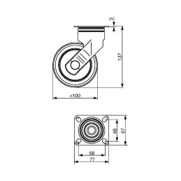 Rotella per mobili TENTE senza freno 5370 - 100 mm / Grigio