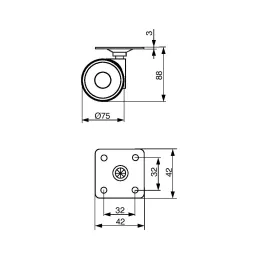 Rotella per mobili LINEA 75 mm – senza freno / grigio chiaro RAL 9002