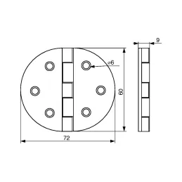 Cerniera a bandella rotonda 72 x 60 mm / Nera