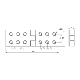 Cerniera a T 170 x 40 mm / zinco bianco