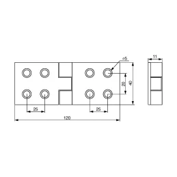 Cerniera a bandella 120 x 40 mm / Zinco bianco