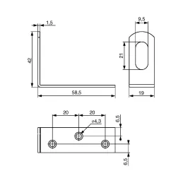 Angolare di giunzione 60 x 40 mm / Zinco bianco