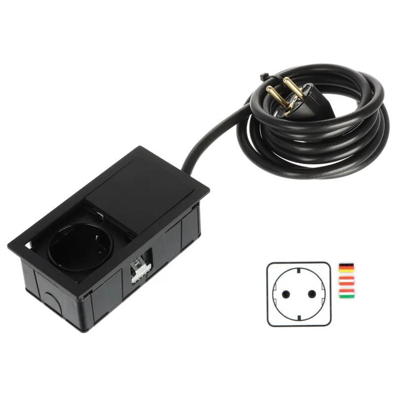 Presa elettrica VersaHit Mono 1 x 230V SCHUKO / Nera