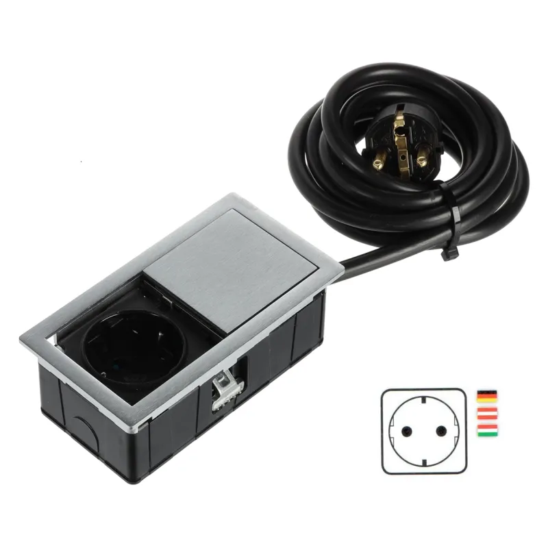 Presa elettrica VersaHit Mono 1 x 230V SCHUKO / Acciaio inox