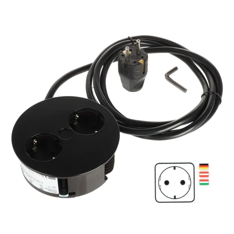 Presa elettrica Twist 2x 230V SCHUKO / Nero opaco