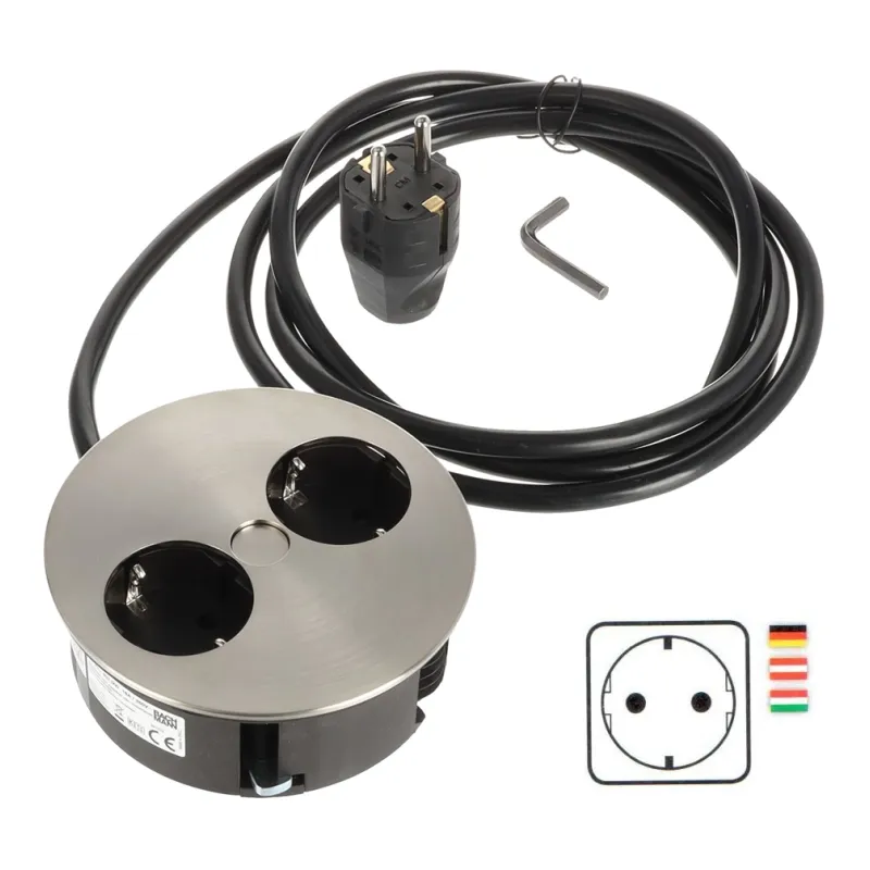Presa elettrica Twist 2x 230V SCHUKO / Acciaio inox