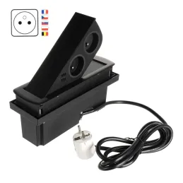Presa elettrica a scomparsa CIZO 2x230 + 2xUSB - FRENCH / Nera