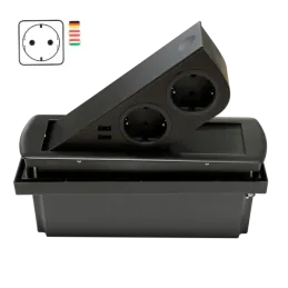 Presa elettrica a scomparsa CIZO 2x230 + 2xUSB - SCHUKO / Nera