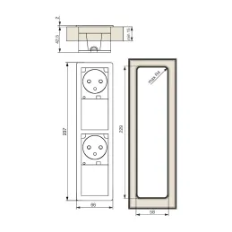 Presa elettrica VersaHit Mono Combi FRENCH 2 x 230V / Acciaio inox