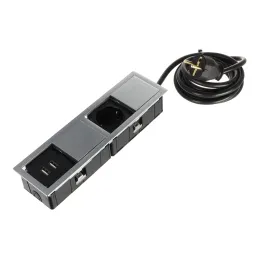Presa elettrica VersaHit Mono Combi SCHUKO 1 x 230V + USB A / Acciaio inox