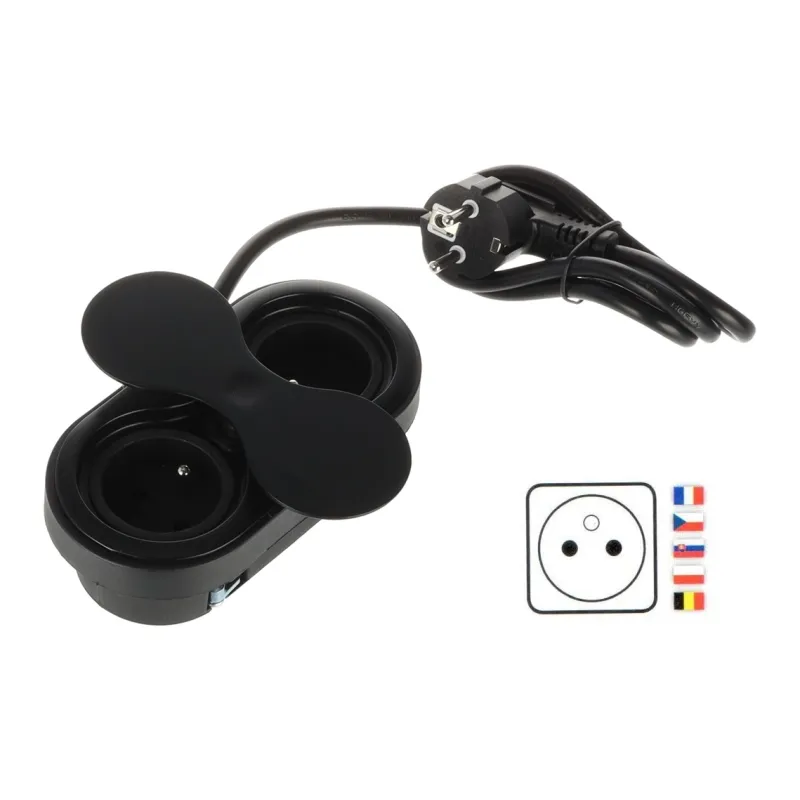Presa da incasso SWING FRENCH 2 x 230 V / Nero opaco