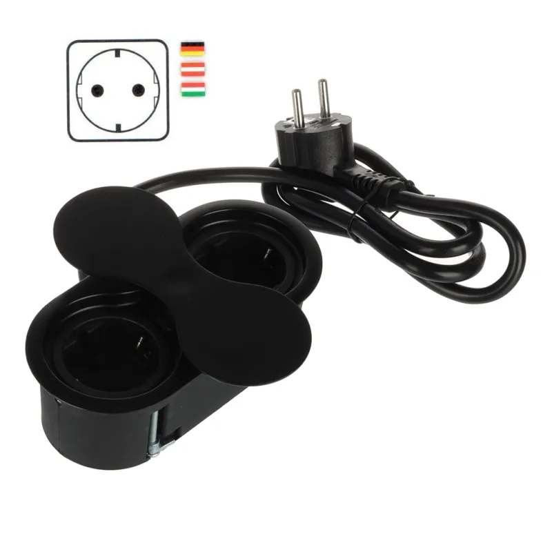 Presa da incasso SWING SCHUKO 2 x 230 V / Nero opaco
