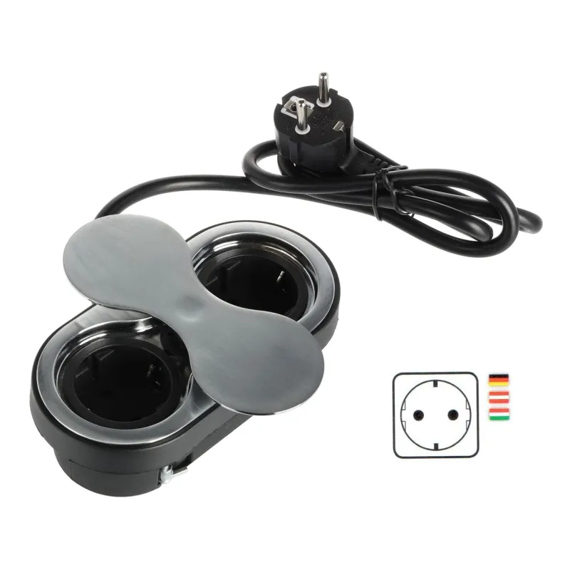 Presa da incasso SWING 2 x 230 V SCHUKO / Acciaio inox