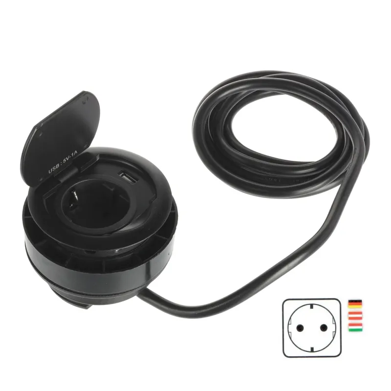 Presa da incasso RING SCHUKO 1 x 230 V + 1 x USB / Nero opaco