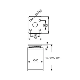 Piedino per mobili D40 / Nero opaco