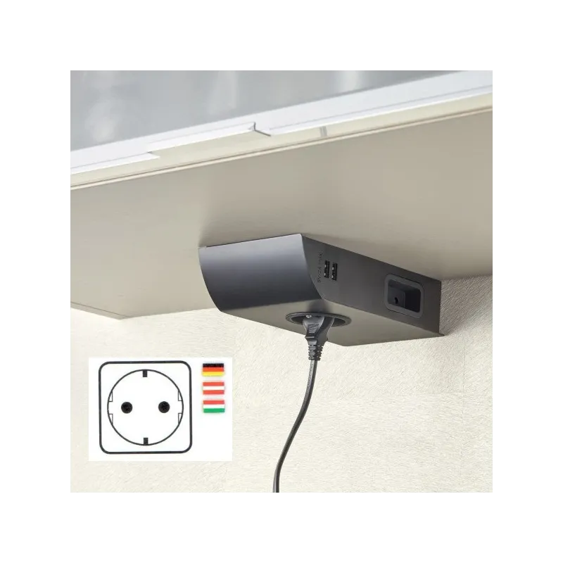 Presa da incasso BORN SCHUKO 2 x 230 V + 2 x USB / Nero opaco