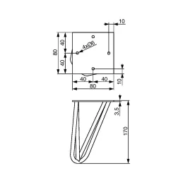 Gamba per mobili HAIRPIN 170 mm / Nera