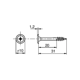 Vite decorative autofilettanti per legno - testa piatta / 10 pz