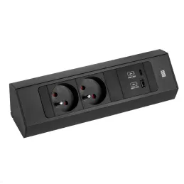 Ciabatta elettrica da incasso Bachmann Casia 2 FRENCH 2x 230V + USB A-C / Nero opaco