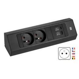 Ciabatta elettrica da incasso Bachmann Casia 2 FRENCH 2x 230V + USB A-C / Nero opaco