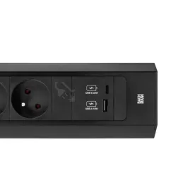 Ciabatta elettrica da incasso Bachmann Casia 2 FRENCH 2x 230V + USB A-C / Nero opaco