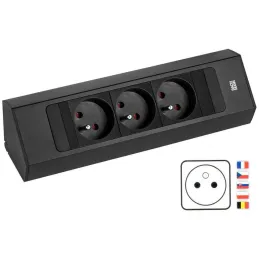 Multipresa da incasso Bachmann Casia 2 FRENCH 3x 230V / Nero opaco