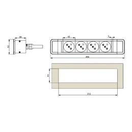 Multipresa da incasso CALON FRENCH 4× 230 V / Nero opaco