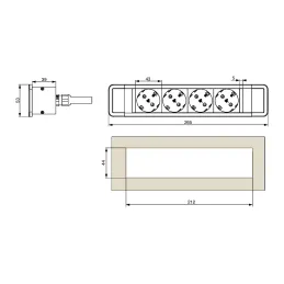 Multipresa da incasso CALON SCHUKO 4x 230V / Nero opaco