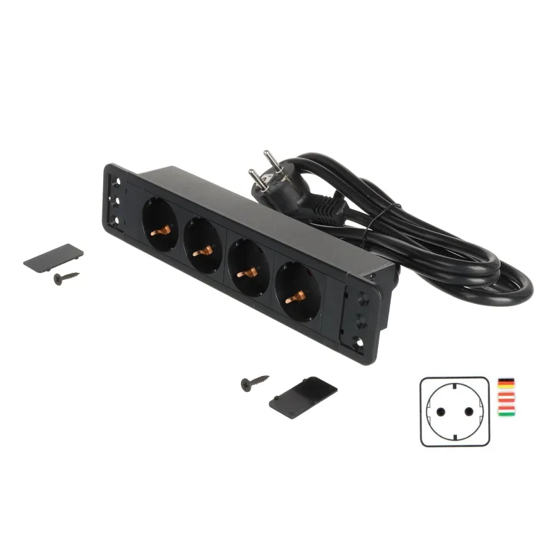 Multipresa da incasso CALON SCHUKO 4x 230V / Nero opaco