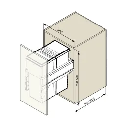 Cestino estraibile 300 mm - 1x40L / Antracite