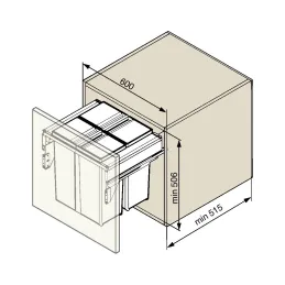 Cestino estraibile STAR 600 mm – 2×40 L con attacchi per ante / Antracite