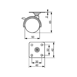 Ruota per mobili CLASSIC con freno / Grigio