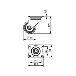 Rotella per mobili TENTE senza freno 100 mm