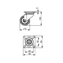 Ruota per mobili TENTE AGILA 1470 75 mm / Senza freno