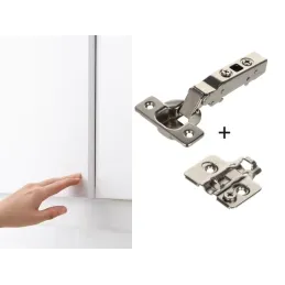 Cerniera per apertura push-to-open CLICK PUSH a battuta con piastra di montaggio 3D / Nichel