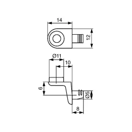 Reggipiano per vetro con perno e guarnizione, 5 mm / 10 pz.