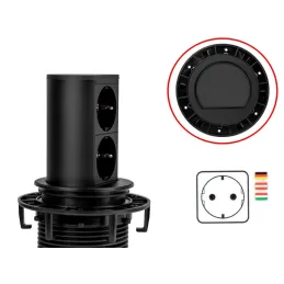 Presa elettrica estraibile Elevator 2x230V SCHUKO / Nero opaco