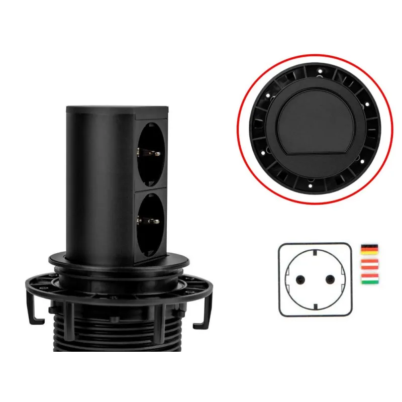 Presa elettrica estraibile Elevator 2x230V SCHUKO / Nero opaco