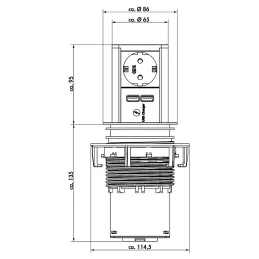 Presa elettrica a scomparsa Elevator 2x230V SCHUKO / Acciaio inox